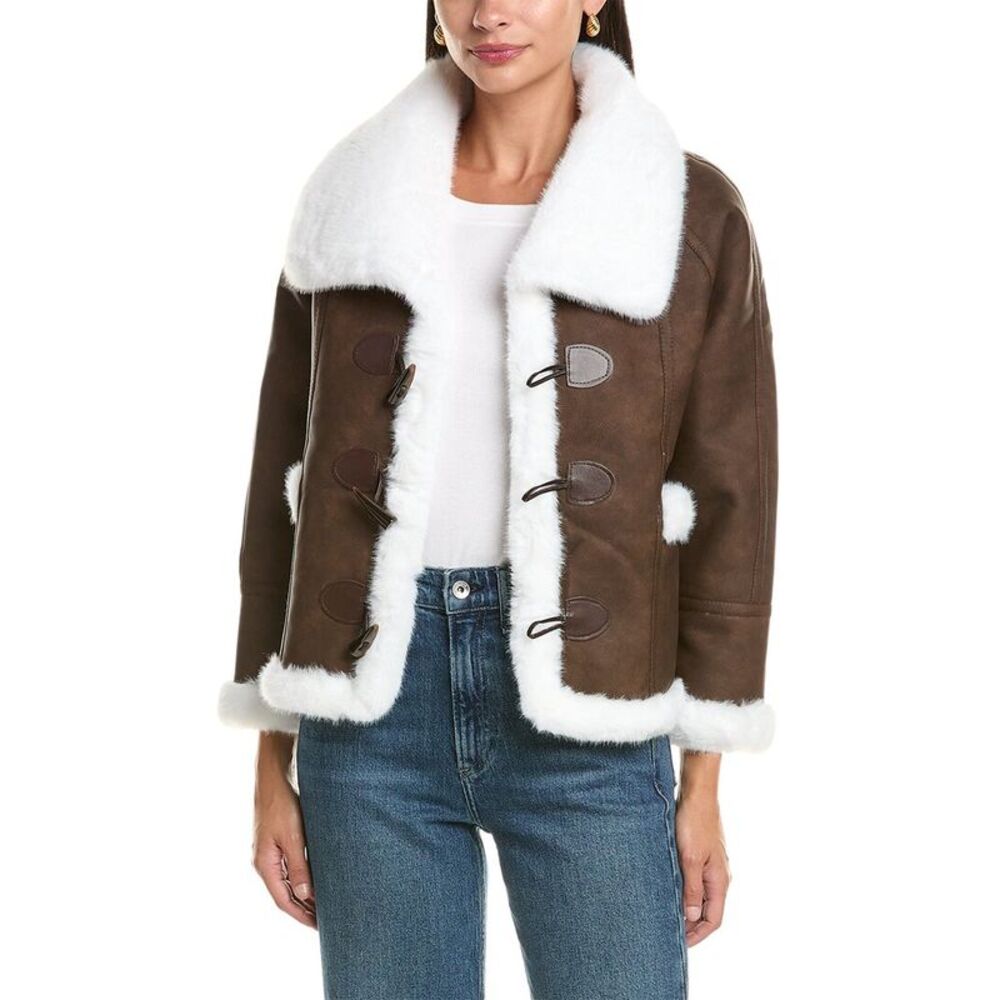 La Fiorentina Womens  Faux Fur Jacket, Brown